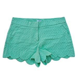 Scallop Hem Shorts Crown Ivy Shelby Plus Size 14 Green Stretch Geo Texture NWOT